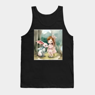 cute girl with baby dragon Tank Top